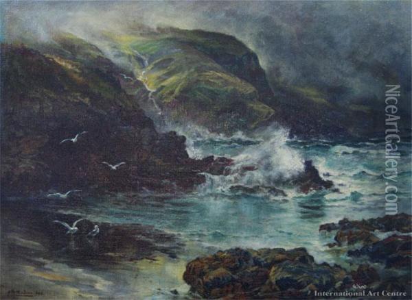 Rocky Coastline Oil Painting - John Mcintosh Madden