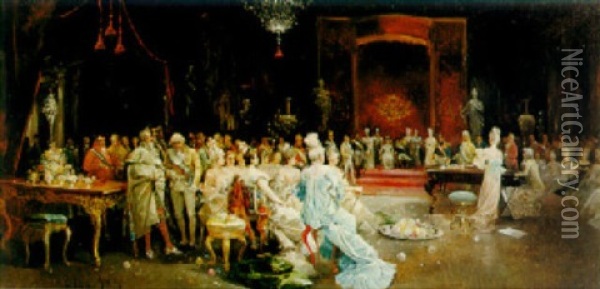 The Audience Oil Painting - Eugenio Lucas Villamil
