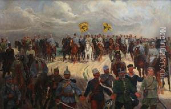 Imaginary Meeting Of Franz Joseph I And Wilhelm Ii Oil Painting - Ludwig Koch