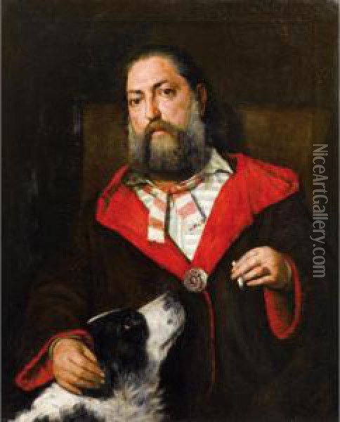 Portrait De L'ecrivain Gustave Aimard Oil Painting - Edouard Hippolyte Margottet