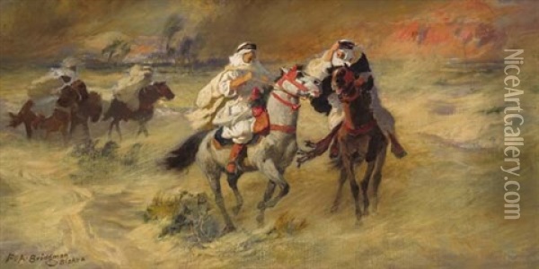 Sandstorm In Biskya Oil Painting - Frederick Arthur Bridgman