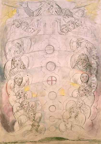 The Deity from Whom Proceed the nine Spheres Oil Painting - William Blake