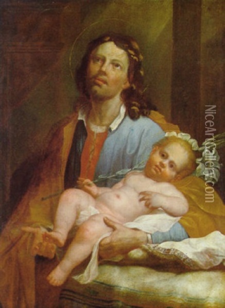 Der Heilige Josef Mit Dem Jesusknaben Oil Painting - Ulrich Glantschnigg