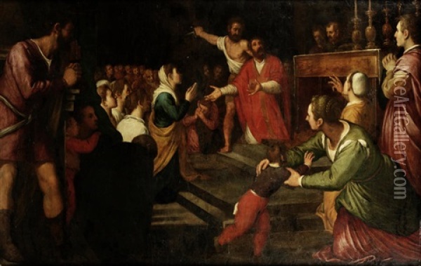 The Martyrdom Of Saint Thomas Becket Oil Painting - Agostino Ciampelli