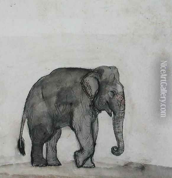 Elephant, c.1790 Oil Painting - Gungaram Tambat