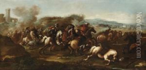 Scena Di Battaglia Oil Painting - Graziani Francesco E Pietro