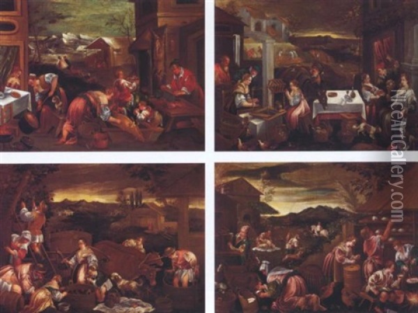 Die Vier Jahreszeiten Oil Painting - Jacopo dal Ponte Bassano