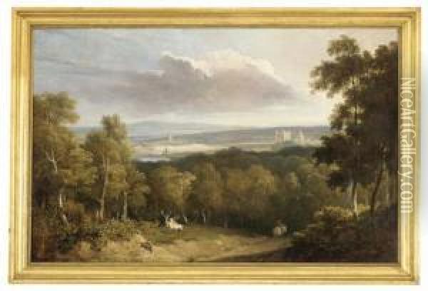 Rochester With Chatham Beyond Oil Painting - George Arnald