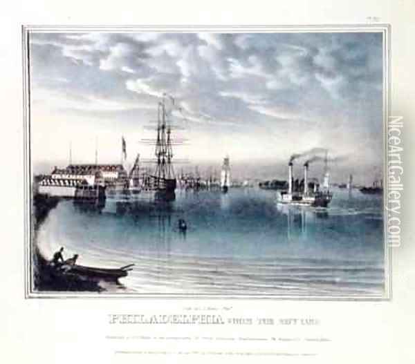 Philadelphia from the Navy Yard Oil Painting - John T. Bowen