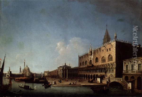 The Molo Looking West With The Ducal Palace And The Piazetta, Venice Oil Painting - William James