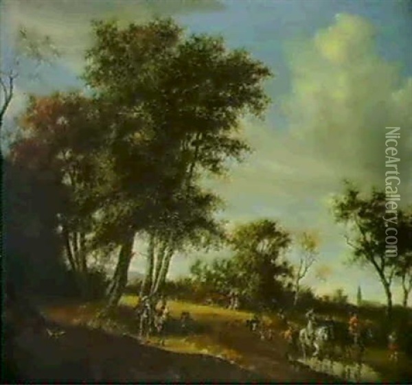 Cavaliers Dans Un Paysage De Foret Oil Painting - Salomon van Ruysdael