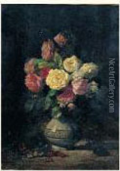 Bouquet De Fleurs Oil Painting - Louis Marie Lemaire