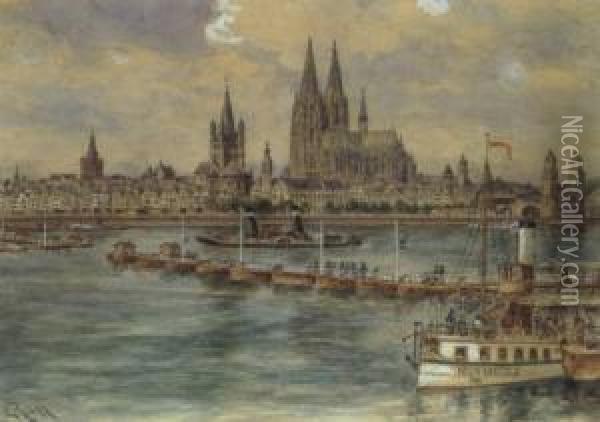 Blick Auf Koln Vom Deutzer Ufer Aus Oil Painting - Carl Rudell