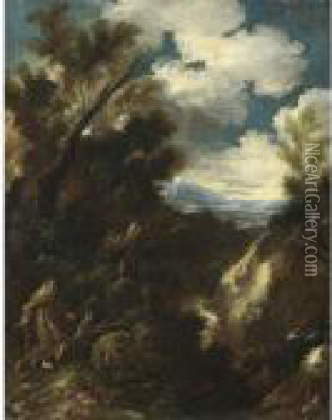 Sant'antonio Abate Nel Deserto Oil Painting - Antonio Francesco Peruzzini