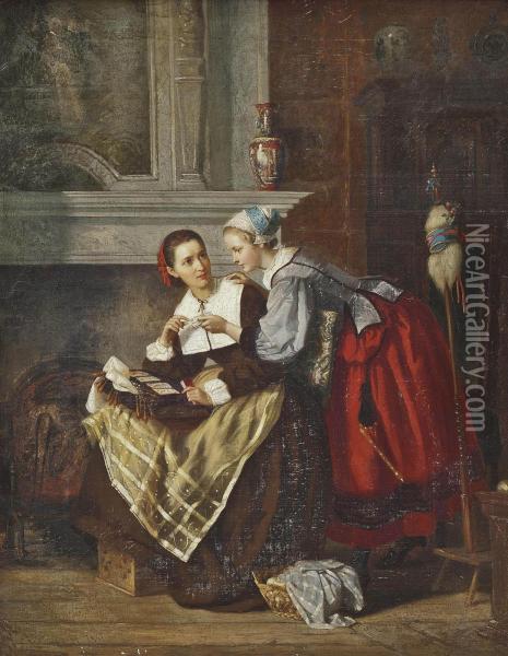 The Card Game Oil Painting - Adolph Kindermann