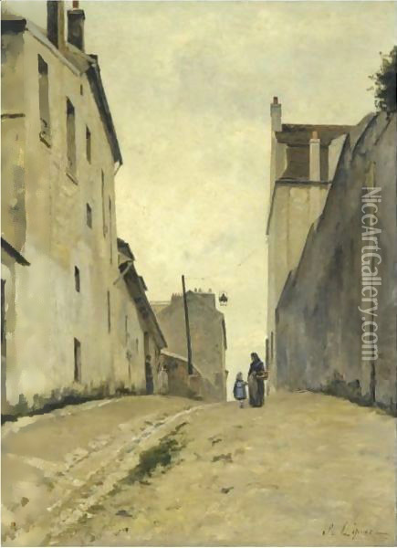 Montmartre. La Rue Du Mont-Cenis Oil Painting - Stanislas Lepine