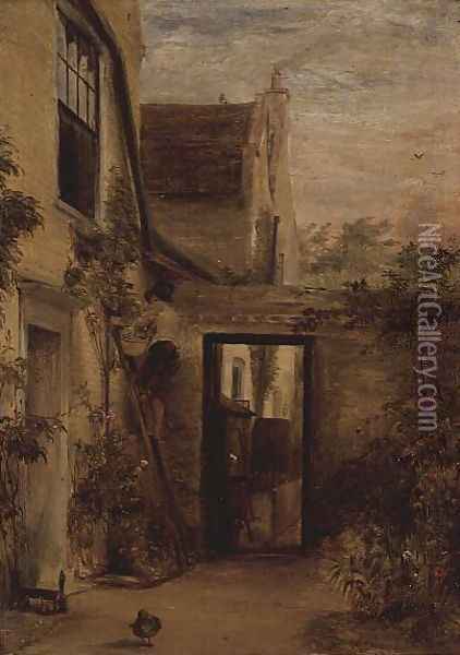 A Walled Garden at the Back of a House Oil Painting - Sir David Wilkie
