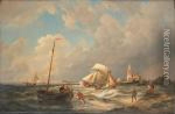 Harderwyk On The Zuider Zee Oil Painting - Pieter Cornelis Dommershuijzen