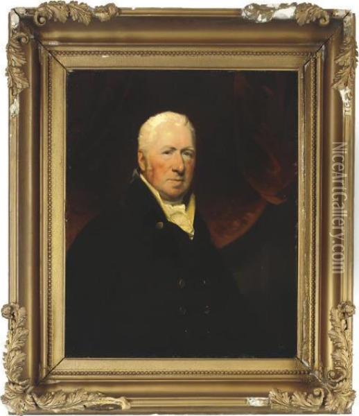 Portrait Of A Gentleman, Half-length, In A Double-breasted Coat And Cravat Oil Painting - Martin Archer Shee