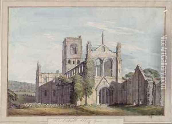 North West View of Kirkstall Abbey Oil Painting - Moses Griffiths
