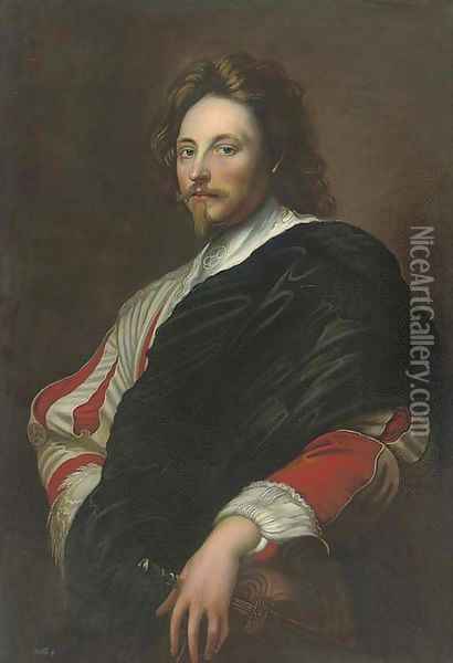 Portrait of Nicholas Lanier, half-length, with a black cloak and sword Oil Painting - Sir Anthony Van Dyck
