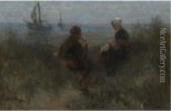 On The Dunes Oil Painting - Jozef Israels