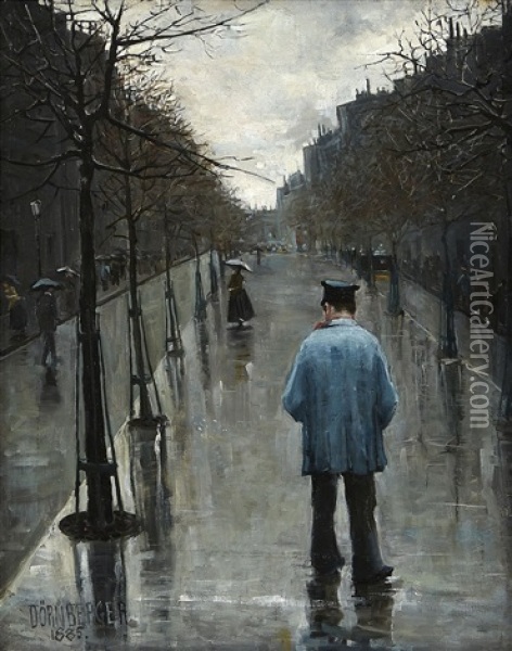Gatuscen, Paris (boulevard Des Batignolles) Oil Painting - Karl Johannes Andreas Adam Dornberger