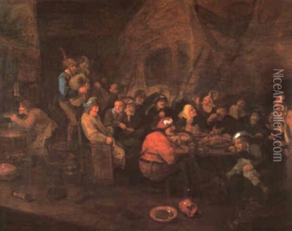 Feiernde Bauern Im Wirtshaus Oil Painting - Egbert van Heemskerck the Elder