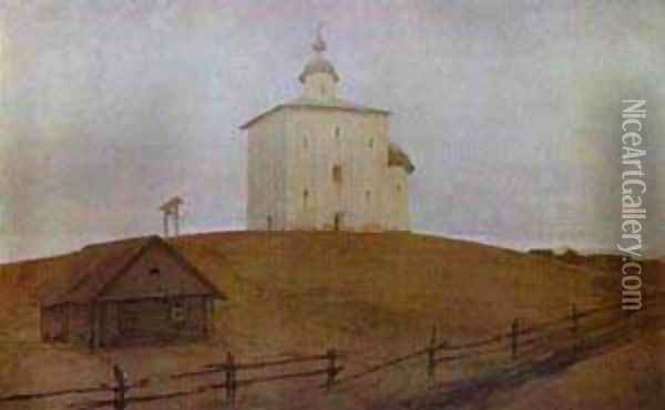 Novgorod Church 1903 Oil Painting - Andrei Petrovich Ryabushkin