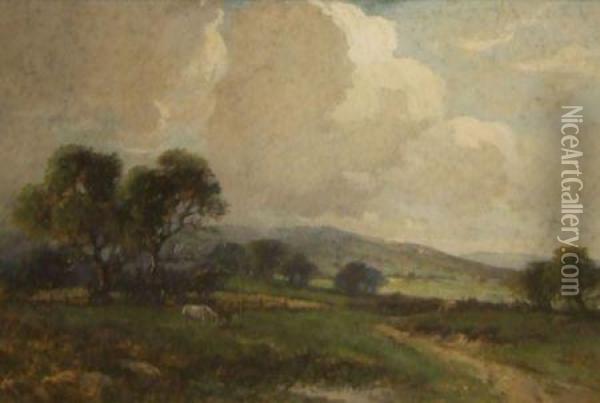 Irish Landscape With Horses Grazing Oil Painting - William Ashton