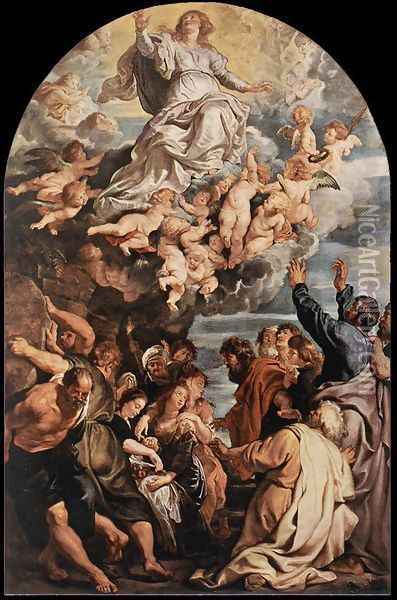Assumption of the Virgin c. 1620 Oil Painting - Peter Paul Rubens