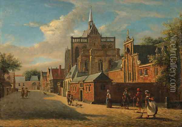 A view in Cologne, looking towards the Cathedral Oil Painting - Jan Van Der Heyden