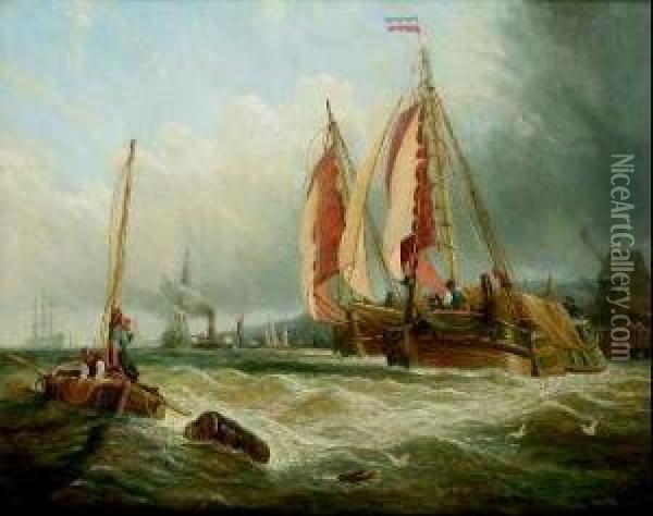 Veduta Del Porto Di Rotterdam Oil Painting - George Clarkson Stanfield
