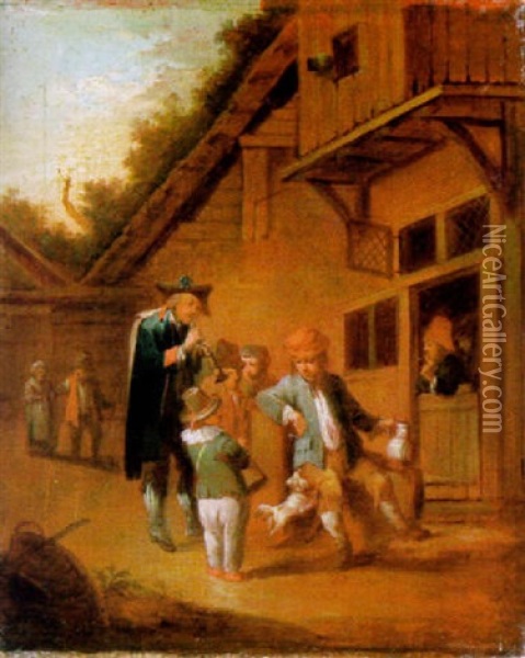 Musikanten Vor Einem Bauernhaus Oil Painting - Johann Conrad Seekatz