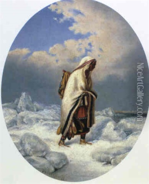 A Moccasin Seller Oil Painting - Cornelius David Krieghoff