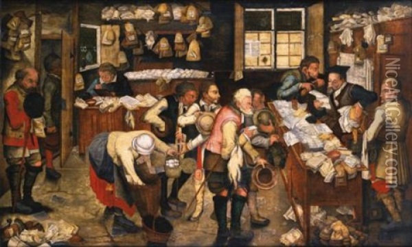 The Village Lawyer's Office Oil Painting - Pieter Brueghel the Younger