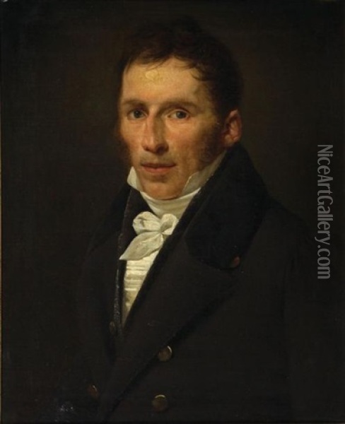 Portrait D'un Jeune Homme De Trois-quarts, Ej Goetghebuer Oil Painting - Pieter van Hanselaer