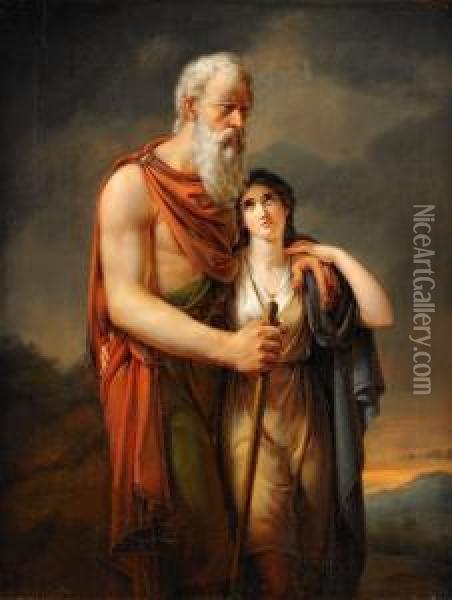 Oedipus Och Antigone Oil Painting - Per Wickenberg