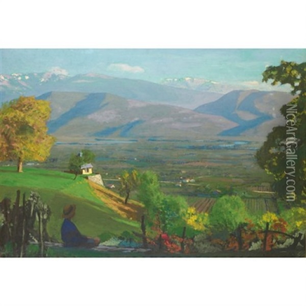 La Vallee De Gresivaudan Oil Painting - Jules Leon Flandrin