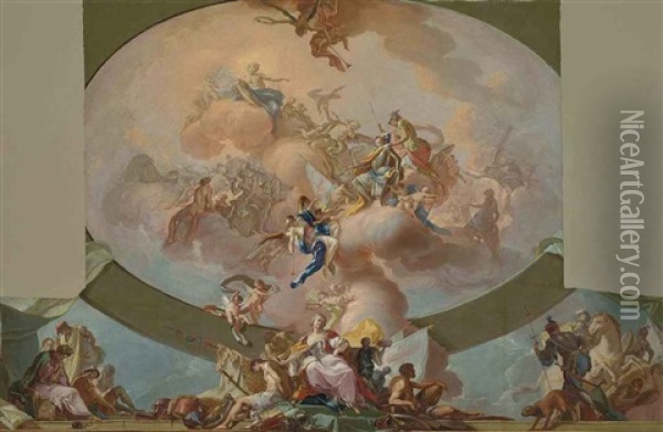 The Apotheosis Of A Hero (modello For A Ceiling Decoration) Oil Painting - Giacinto Diana