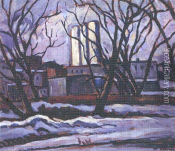 Winter Oil Painting - Edgar Hewitt Nye