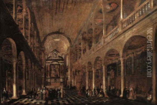 The Interior Of The Carolus Borromeus Church, Antwerp Oil Painting - Jacobus Balthasar Peeters