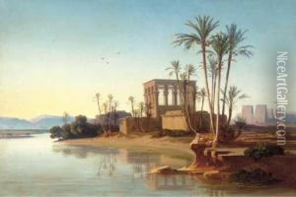 The Ruins At Philae, Egypt Oil Painting - Johann Jakob Frey