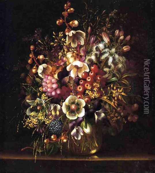 Still Life with Flowers in a Vase Oil Painting - Adelheid Dietrich