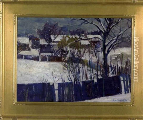 Winter View From My Window Oil Painting - Wilmer Brunner Renninger