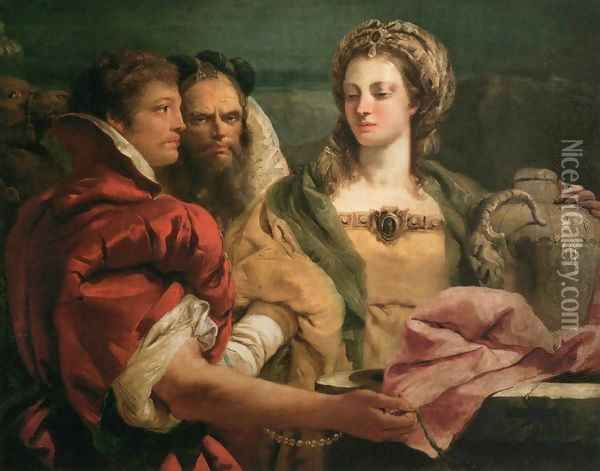 Rebecca at the Well Oil Painting - Giovanni Domenico Tiepolo
