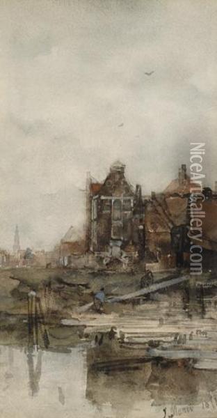 Harbour In Delft Oil Painting - Jacob Henricus Maris