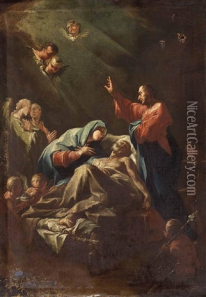 Der Tod Des Hl. Joseph (study For Altarpiece?) Oil Painting - Martin Knoller