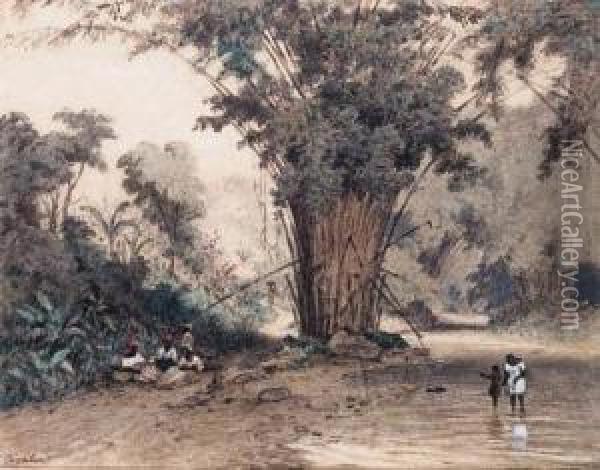 Landscape With A Bamboo Grove Oil Painting - Michel Jean Cazabon
