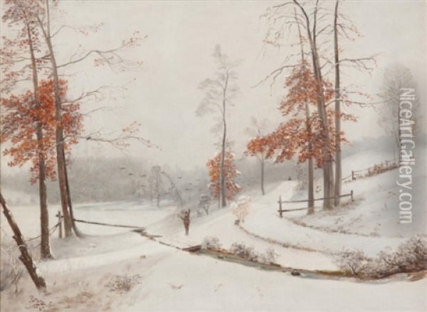 Winter Hunting Scene Oil Painting - Nelson Augustus Moore